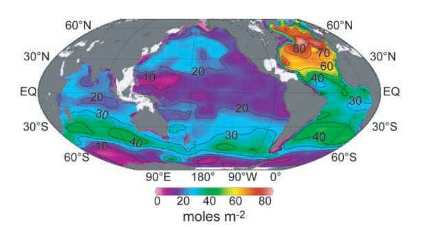 Concentración de CO2 antropoxénico no océano